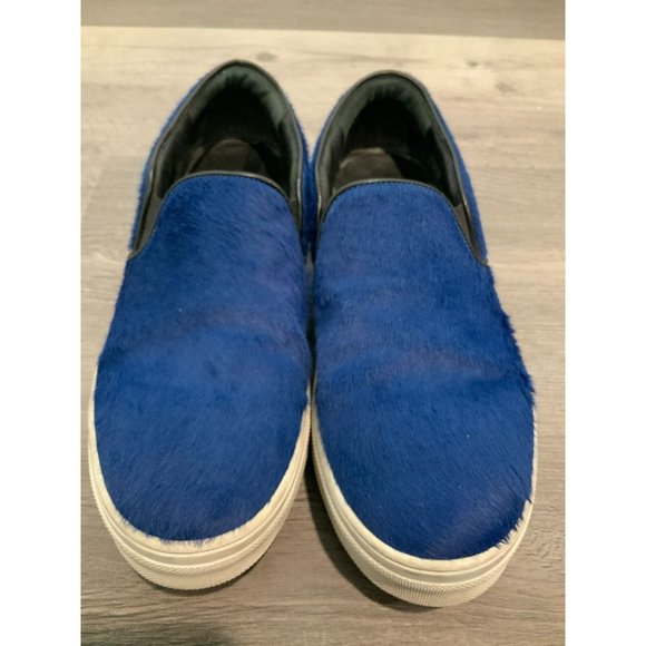Celine Paris Blue Pony Hair Slip-On Sneakers Flats, Size 37.5 (EU), 7.5 (US) - Picture 1 of 9